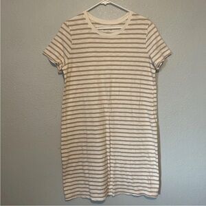 UNIVERSAL THREAD T-Shirt Dress Women's Size L Tan Beige Striped Knee Length